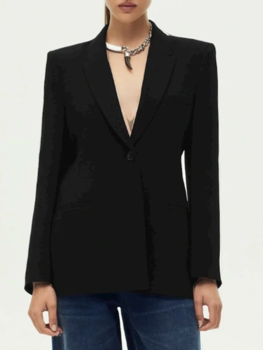 Zara Fitted Black Single Breast Blazer USA S